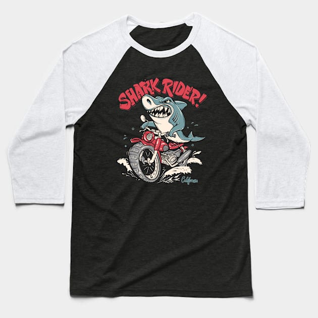 Shark Rider Motorcycle Baseball T-Shirt by Mako Design 